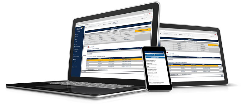 Business Manager 365 service industry software shown on laptop, tablet and phone Business Manager 365 service industry software shown on laptop, tablet and phone