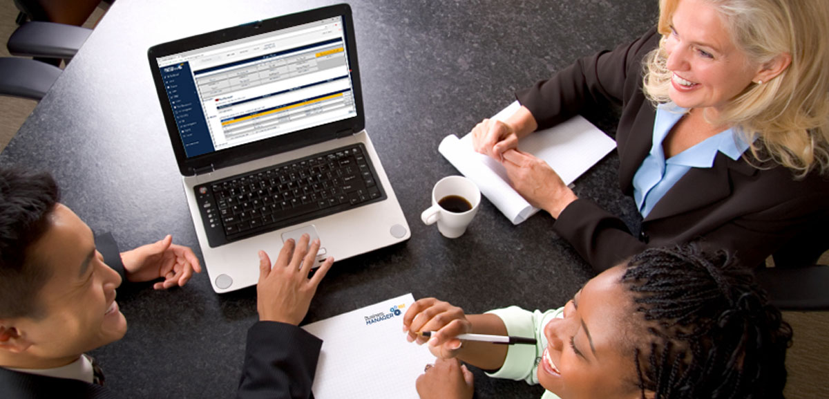 Tickets displayed on computer screen running Business Manager 365