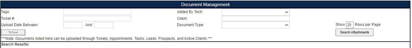 Document management search capabilities