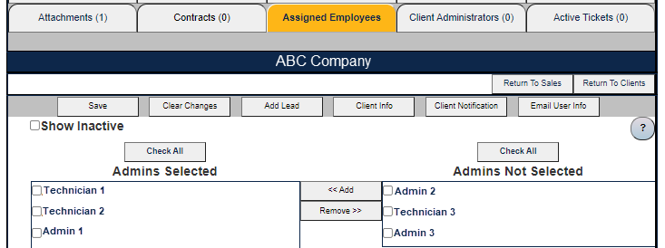 client management assigned employees