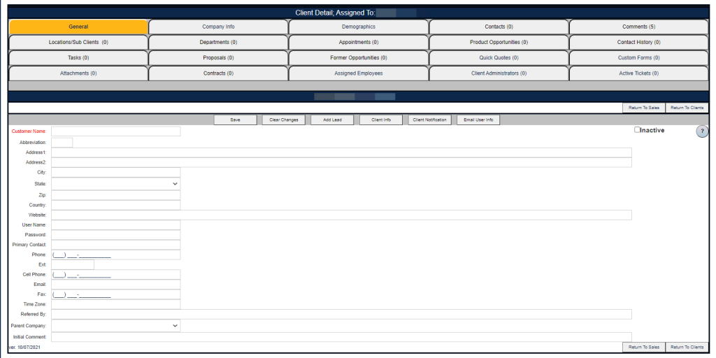 client management basic client info