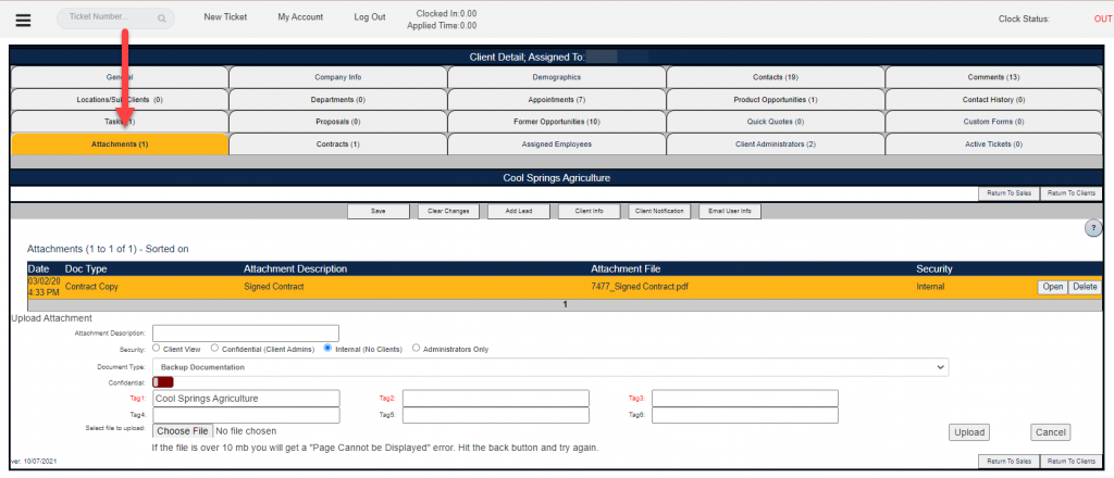 client management docs and attachments