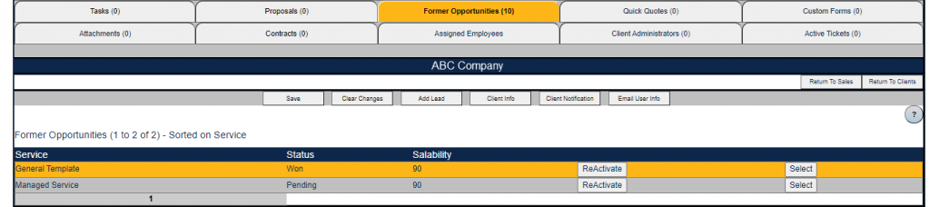 client management former opportunities