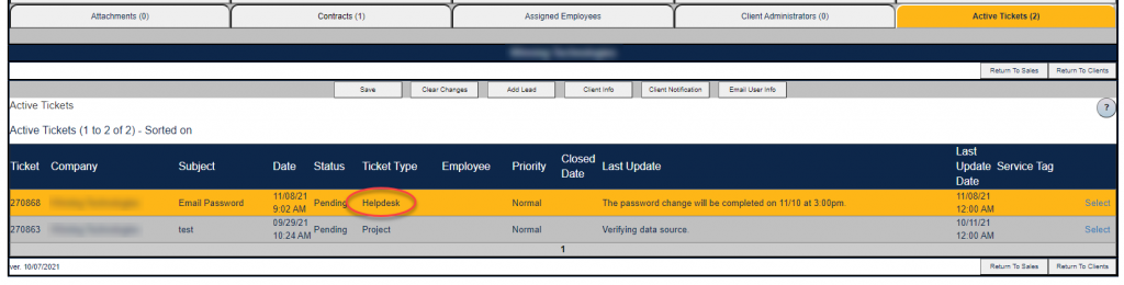 client management helpdesk ticket management